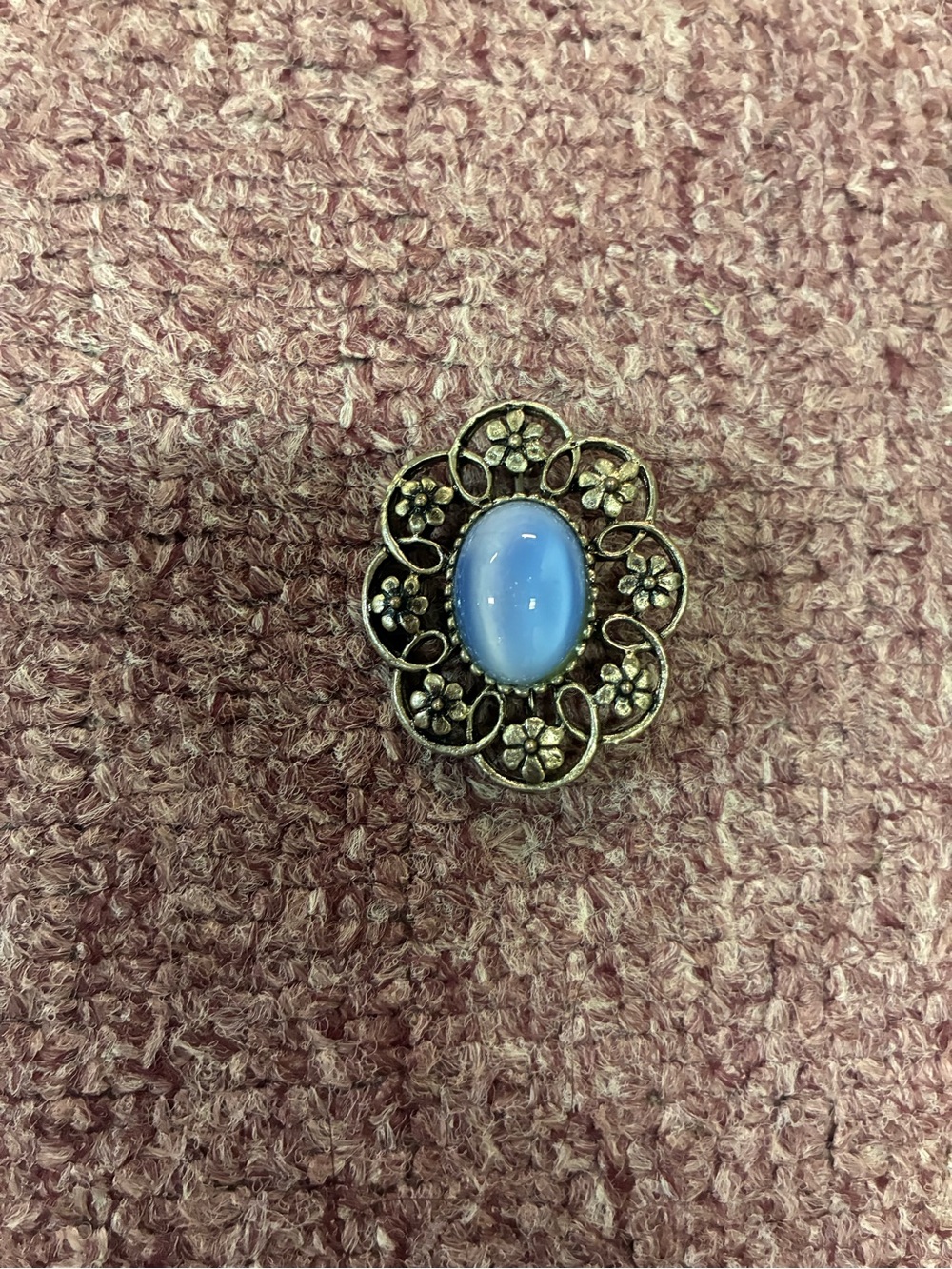 Blue Cabochon Floral Brooch - Women Jewelry